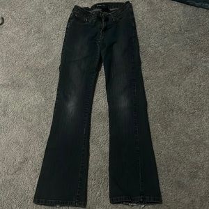 Moving Violation really comfy dark wash jeans with light knee